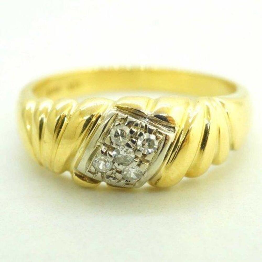 Estate Sale 18k Yellow Gold Diamond Ring Size 7.25 Italy Vintage Fine Jewelry
